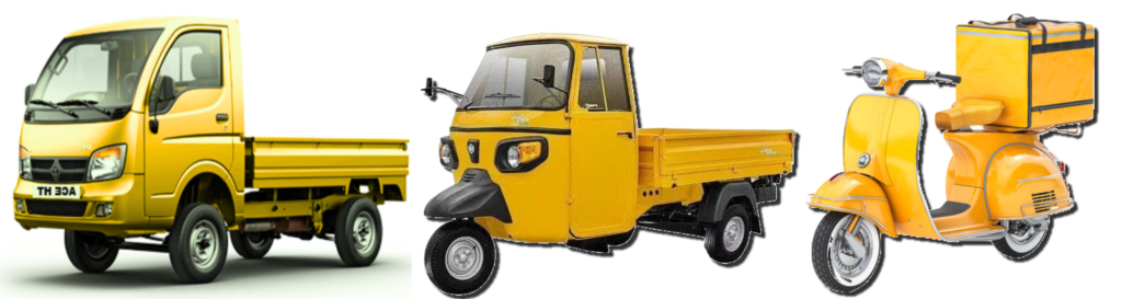 Various vehicle types for cargo delivery in Chennai with Semja